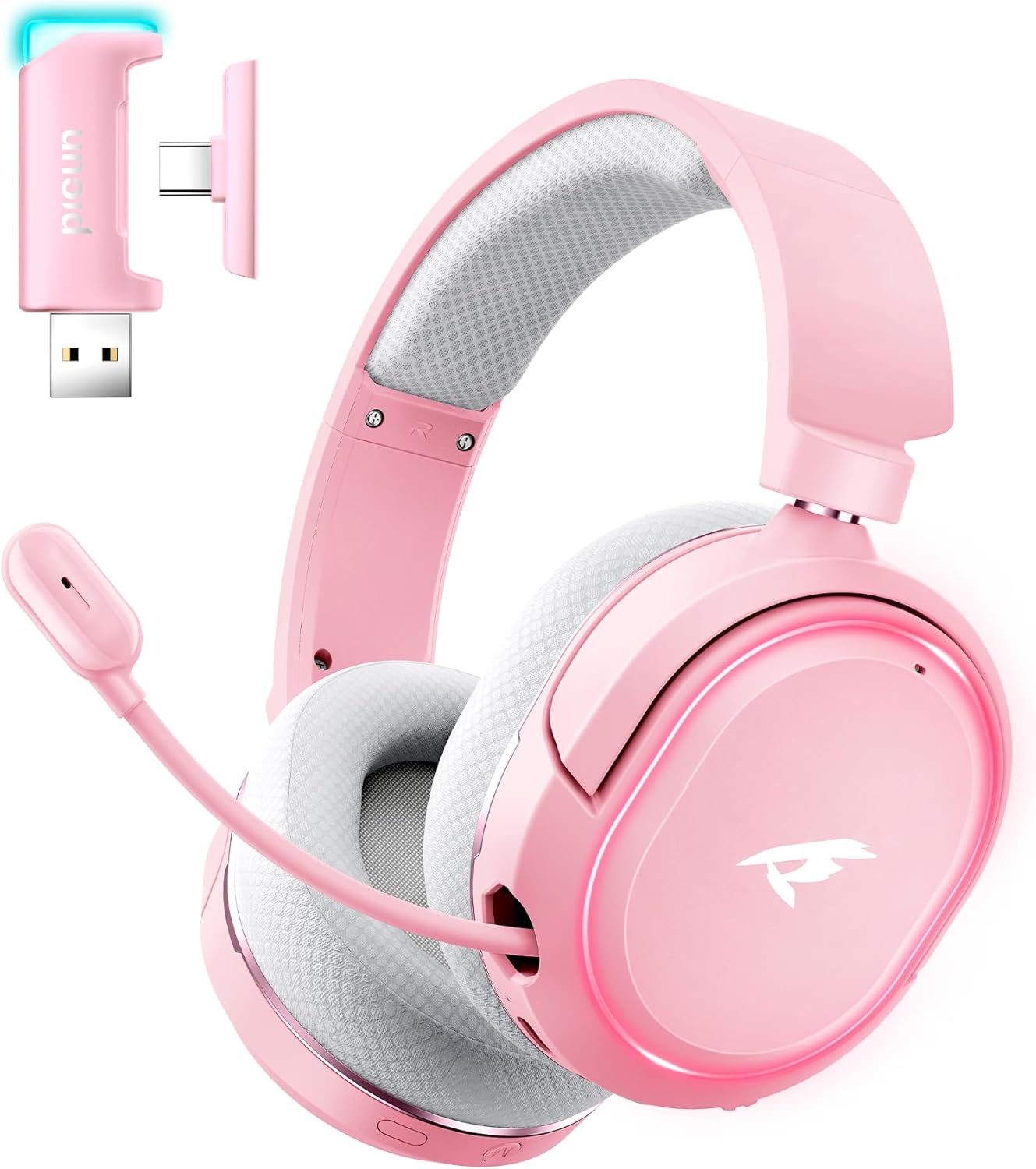 Wireless Gaming Headset with 7.1 Surround Sound and RGB Light