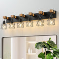 Farmhouse Vanity Light Fixture 6-Light - Industrial Wood Wall Light