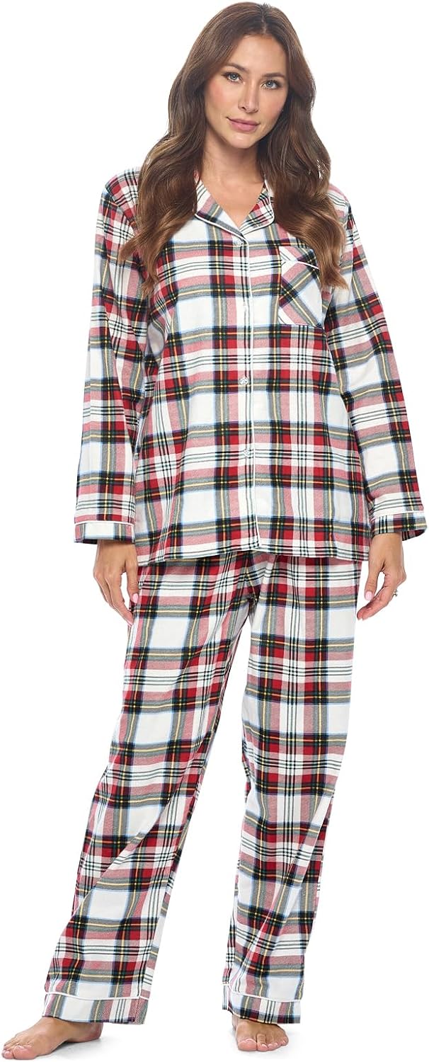 Casual Nights Women's Flannel Long Sleeve Pajama Set for Comfort