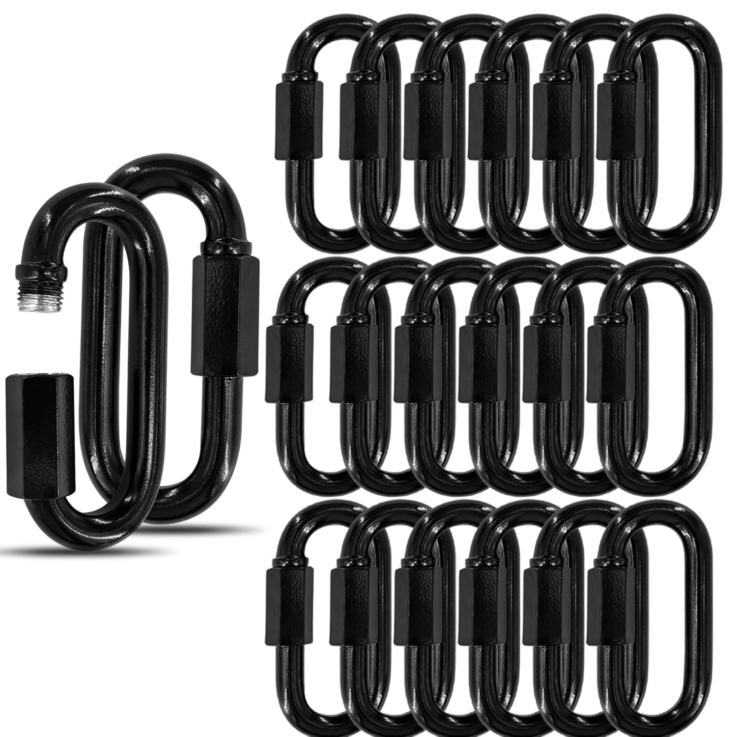 50PCS 3 Inches Black Chain Links for Heavy Duty Connections