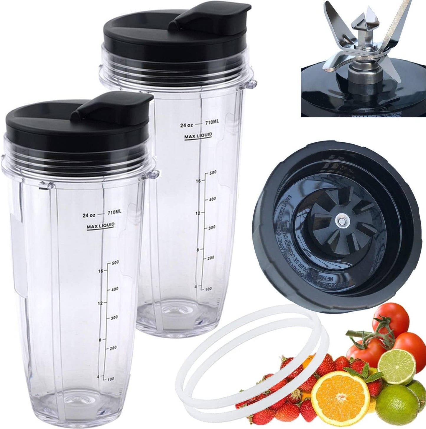 ABTER Replacement Blade & 24oz Cups for Nutri Ninja Foodi Power Blender