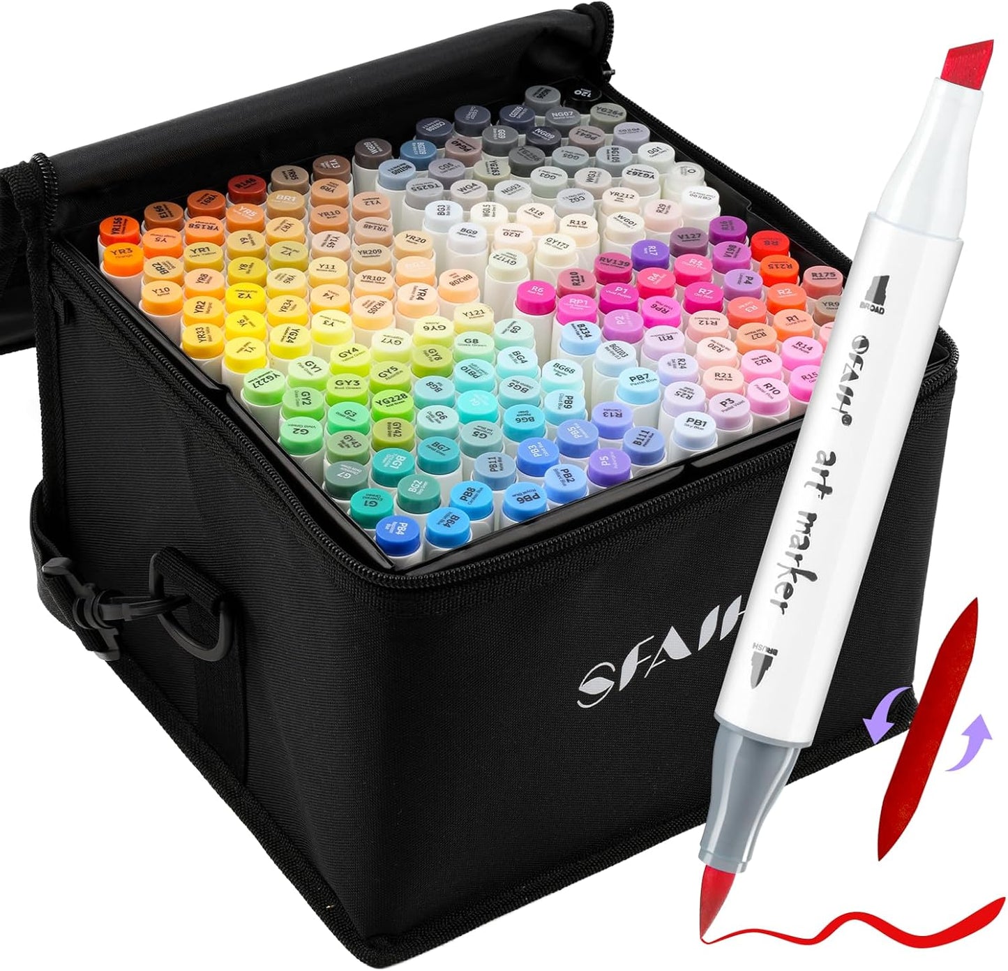 SFAIH Alcohol Markers Brush & Chisel - 168 Colors for Artists