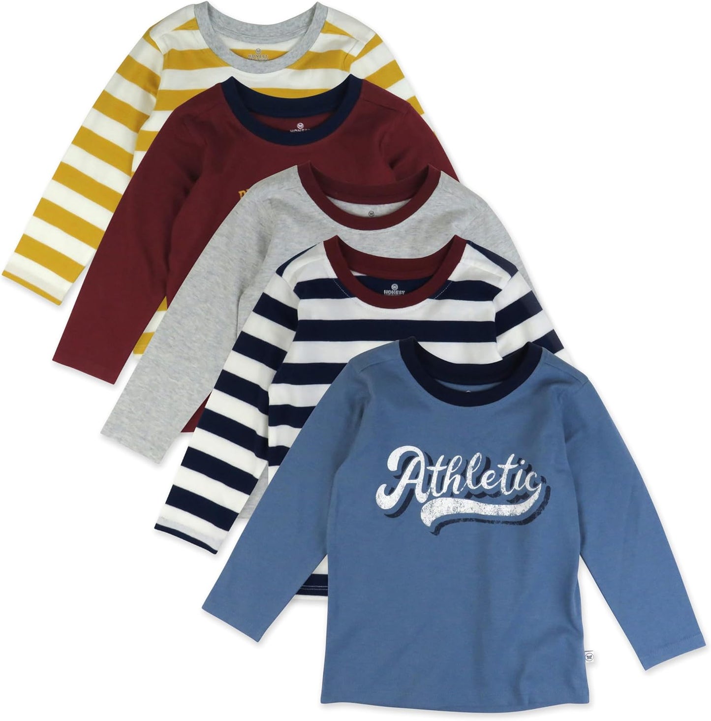 HonestBaby 5-Pack Long Sleeve T Shirts for Toddlers and Kids