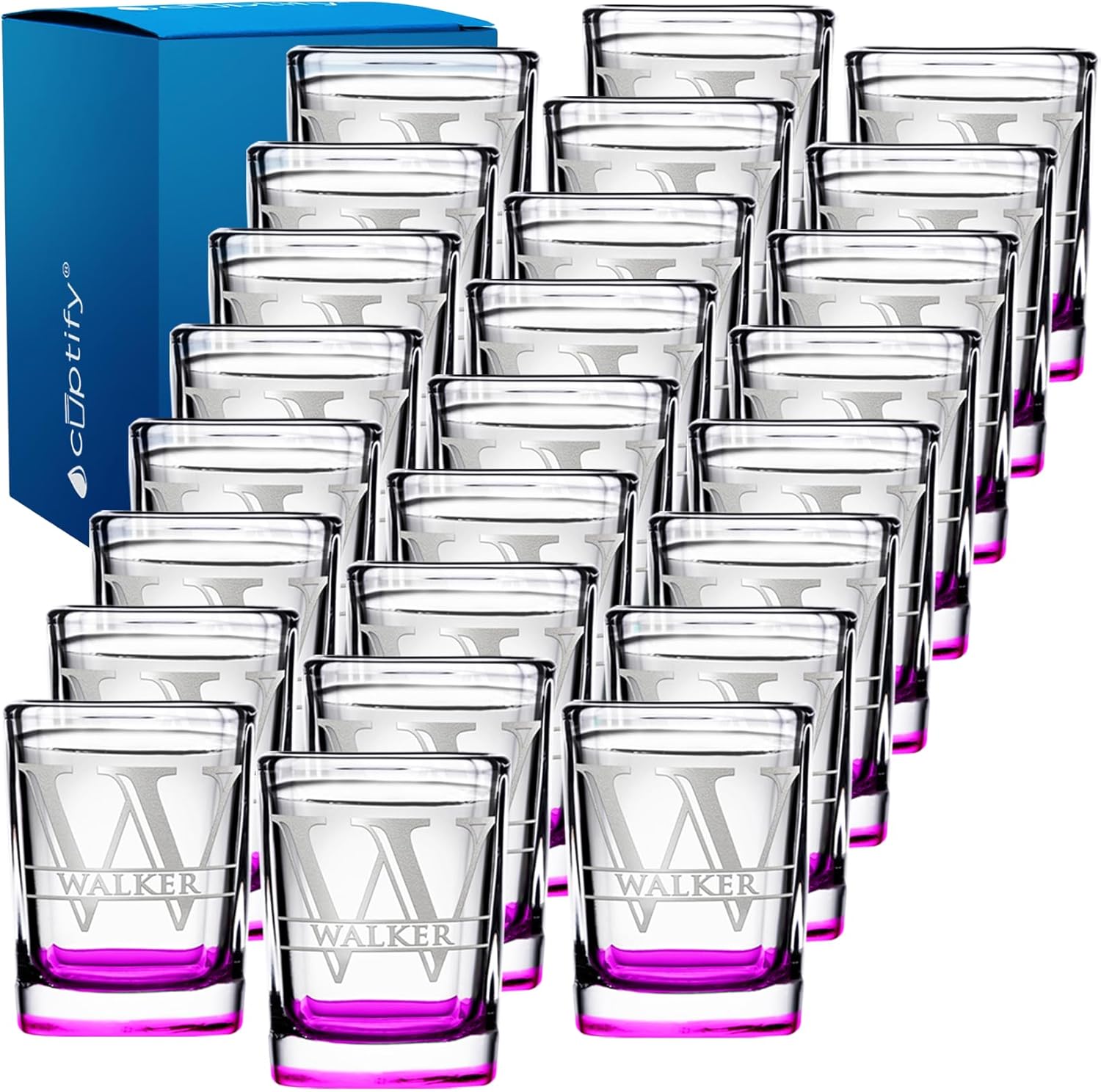 Personalized Square Shot Glasses Set of 25 for Unique Gifts