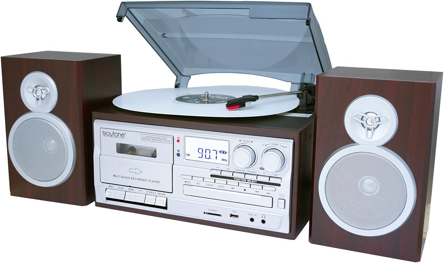 Boytone BT-28SPS Bluetooth Classic Style Record Player Turntable
