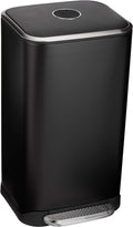 Rectangular Metal Trash Can with Soft-Close Foot Pedal - Quiet Close