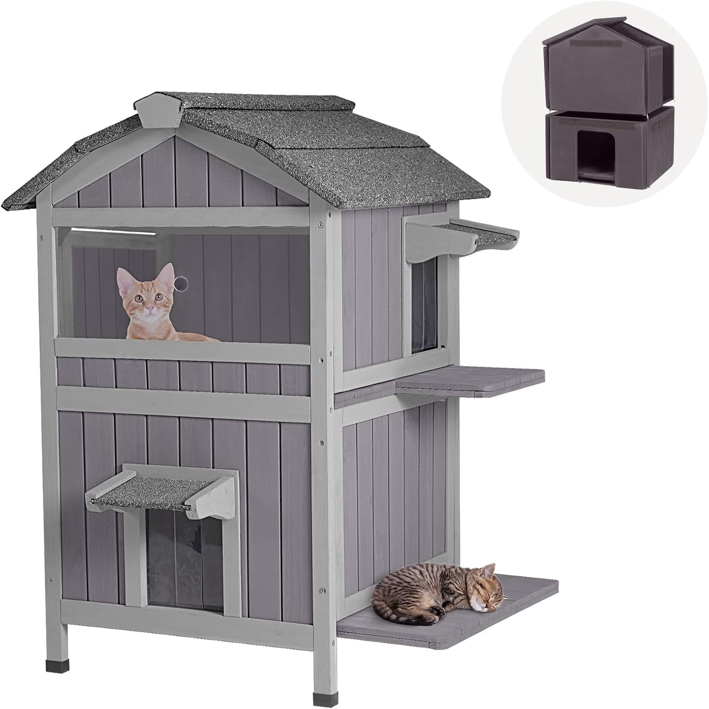 GUTINNEEN Outdoor Cat House Insulated for Winter Weather Protection