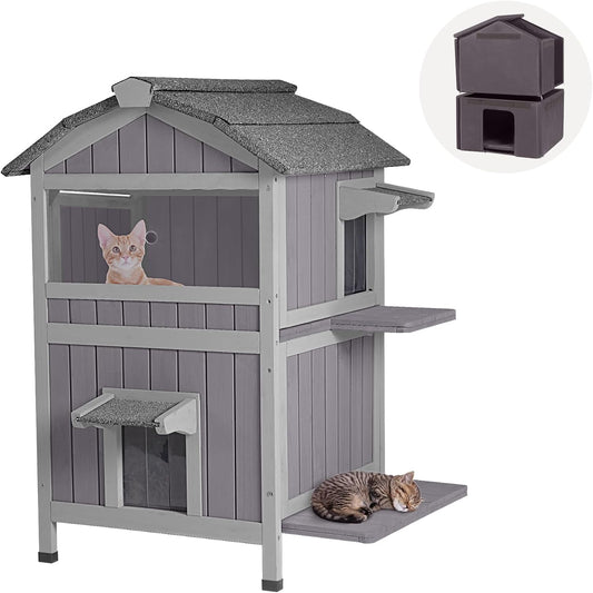 GUTINNEEN Outdoor Cat House Insulated for Winter Weather Protection