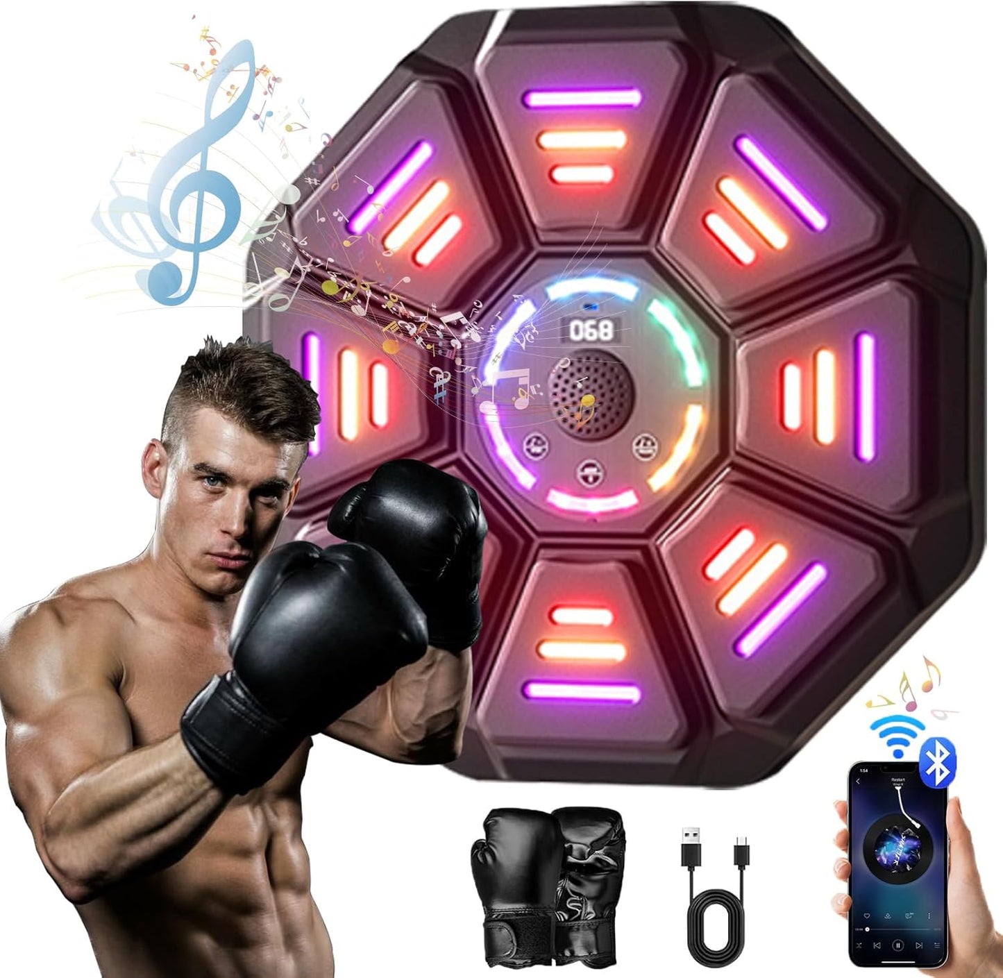 Smart Bluetooth Wall Mounted Boxing: 10 Modes, 9 Speeds