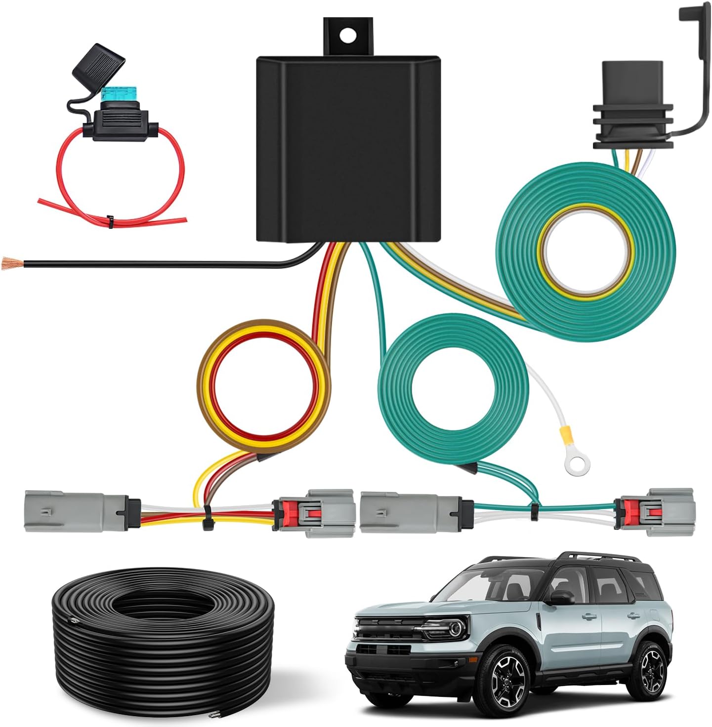 Nilight 4 Pin Trailer Wiring Harness for 2021-2024 Ford Bronco Sport