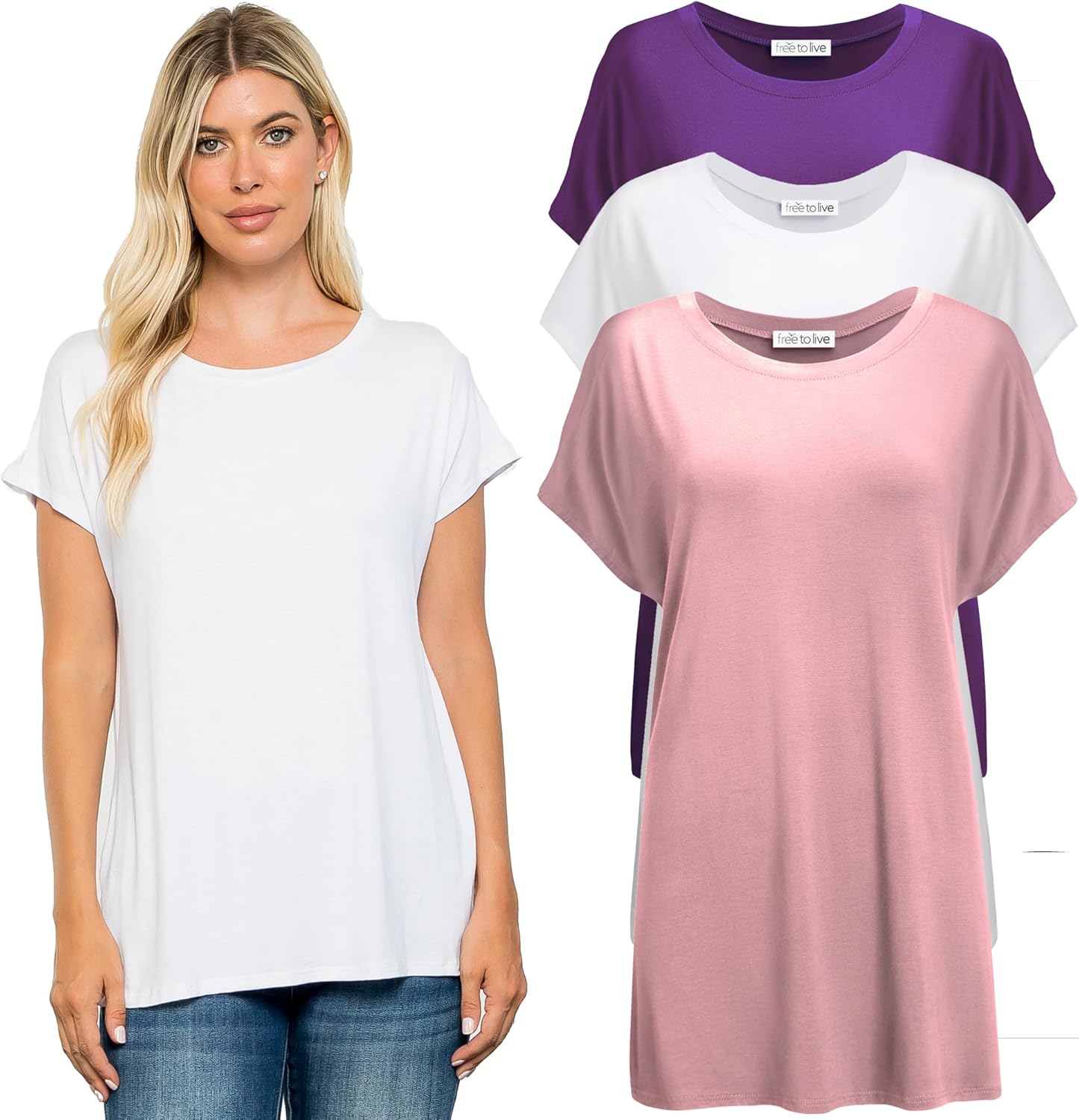 Extra Long T Shirts for Women - Flattering Tunic Tops Pack