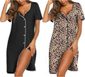 Ekouaer Nightgowns for Women 2 Pack Button Down Sleepshirt - Soft V is