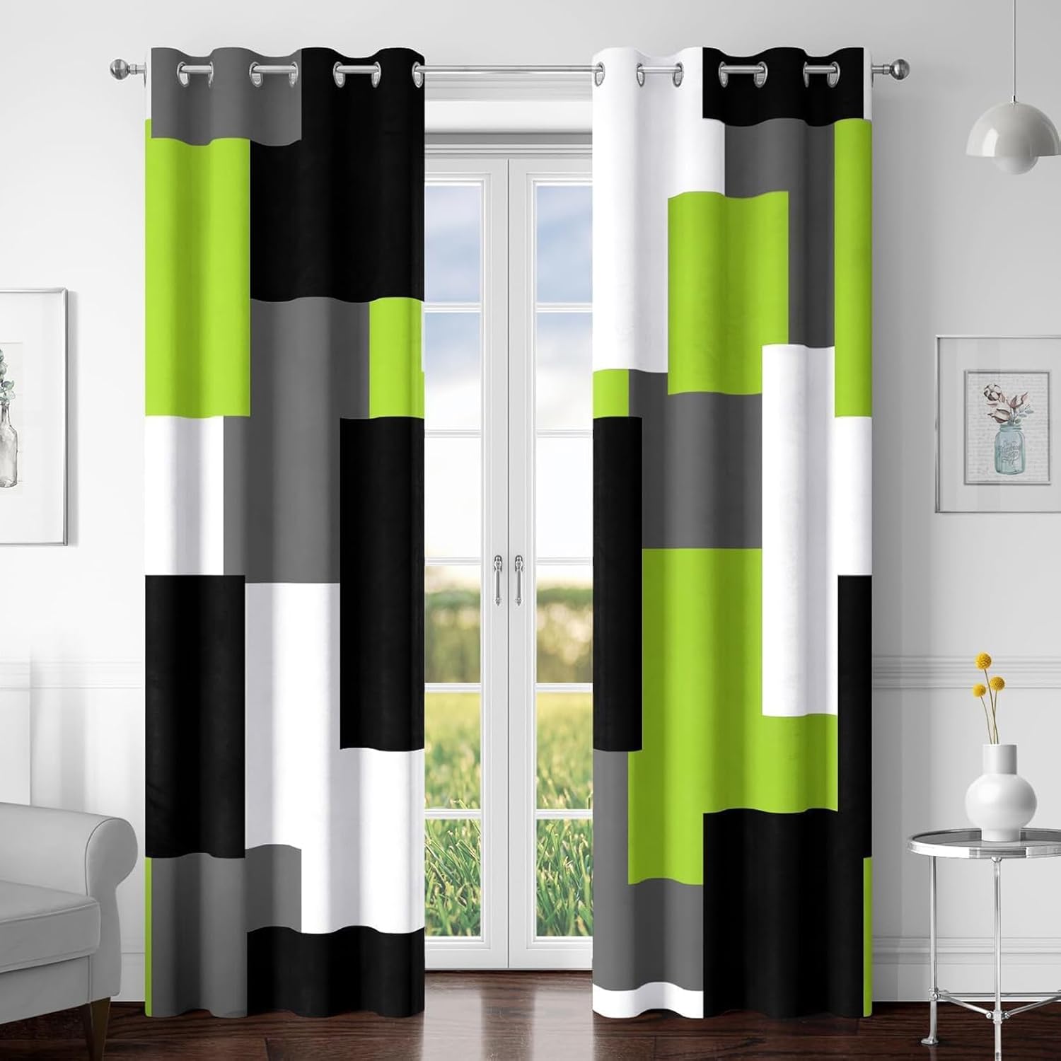 Lime Green 100% Blackout Curtains for Bedroom and Living Room