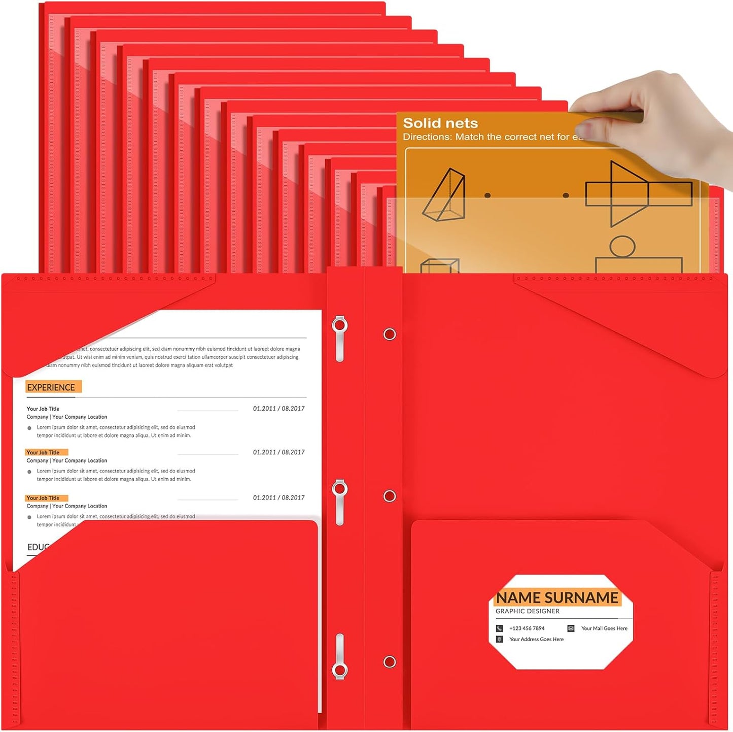 Henoyso 36 Pcs Plastic Folder with Clear Front Pocket for School