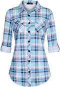 DJT Womens Soft Stretchy Knit Plaid Shirt - Flattering