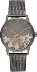 Nine West Women's Floral Dial Mesh Bracelet Watch for Style Lovers