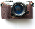 Handmade Genuine Real Leather Half Camera Case for Canon AE-1P - Dark