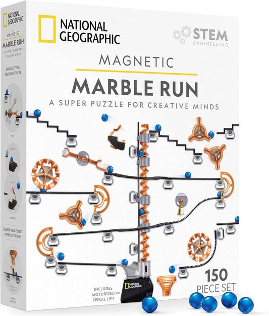 National Geographic Magnetic Marble Run - 150-Piece STEM Set