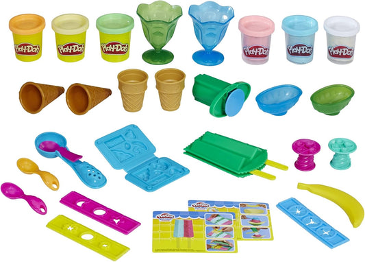 Play-Doh Ice Cream Party Set - 22 Tools, 6 Colors, 2-Oz Cans - Creative Fun for Kids!