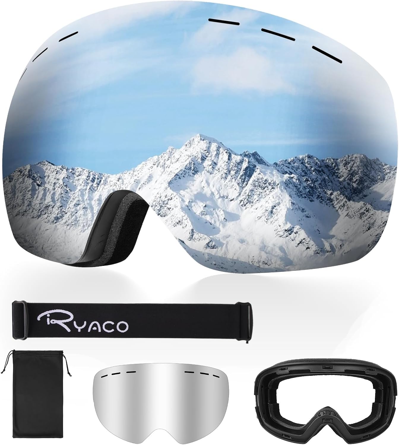 Ryaco Frameless Snow Goggles: Anti-Fog & UV Protection