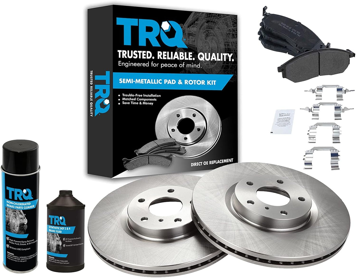 TRQ Front Brake Pad & Rotor Kit for INFINITI and Nissan Vehicles