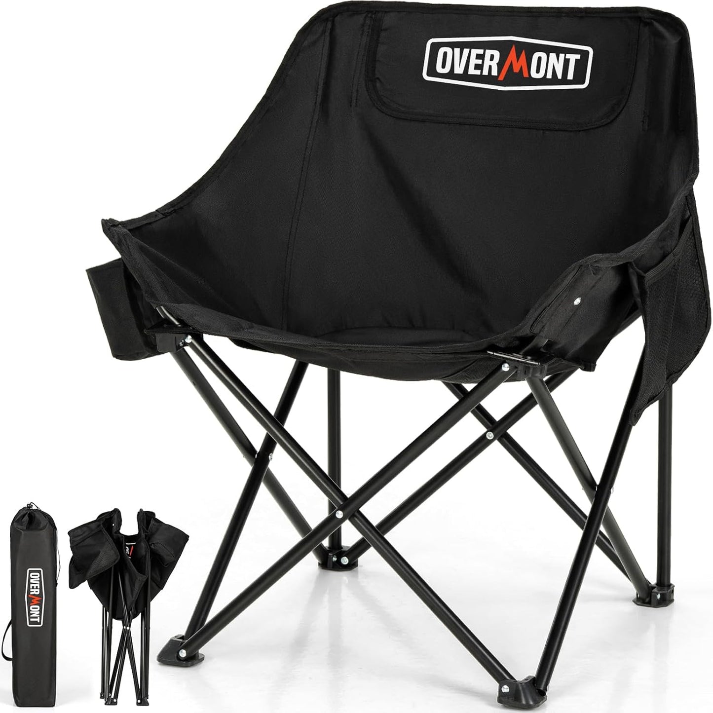 Overmont Lightweight Portable Camping Chair - Foldable with Side Pocket