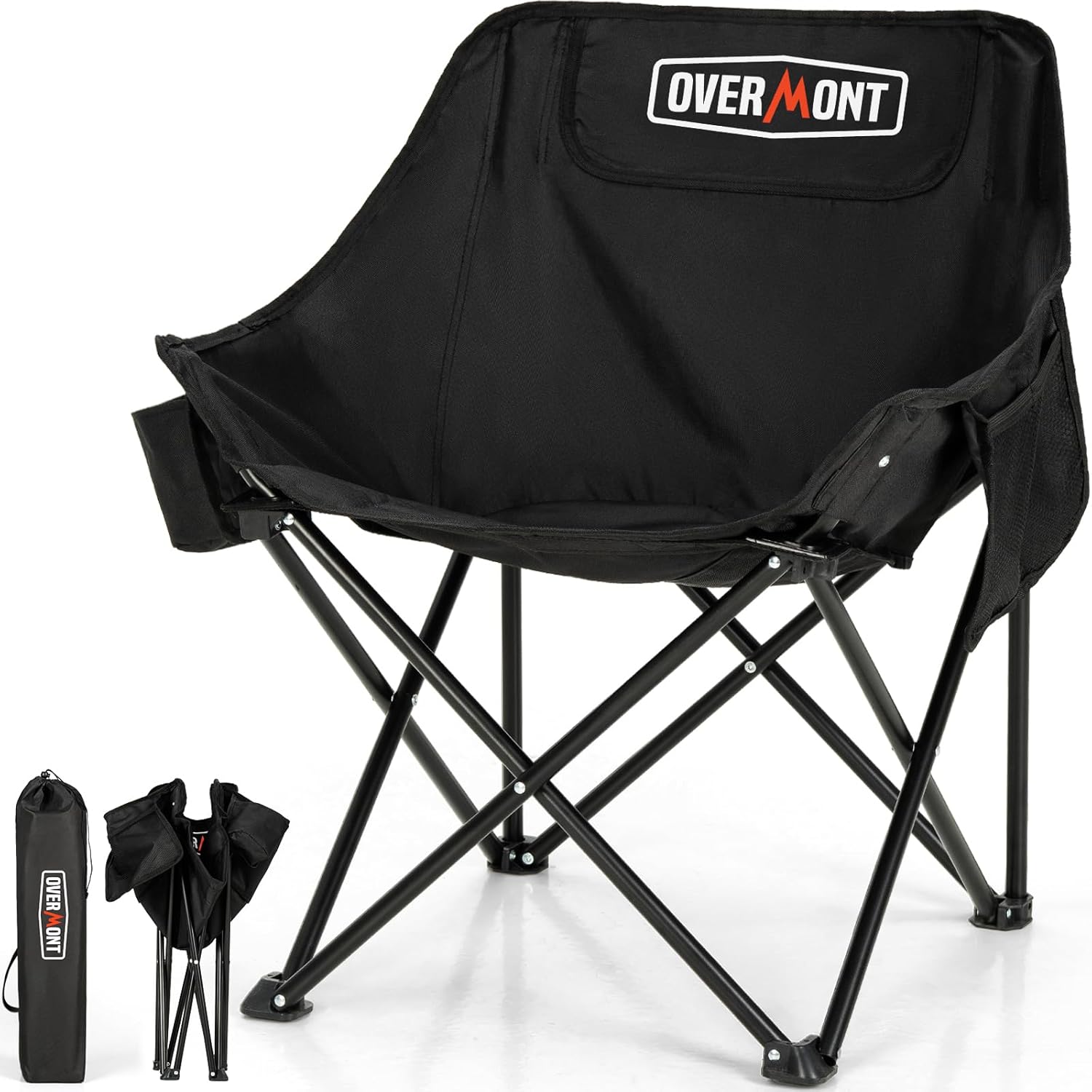 Overmont Lightweight Portable Camping Chair - Foldable with Side Pocket