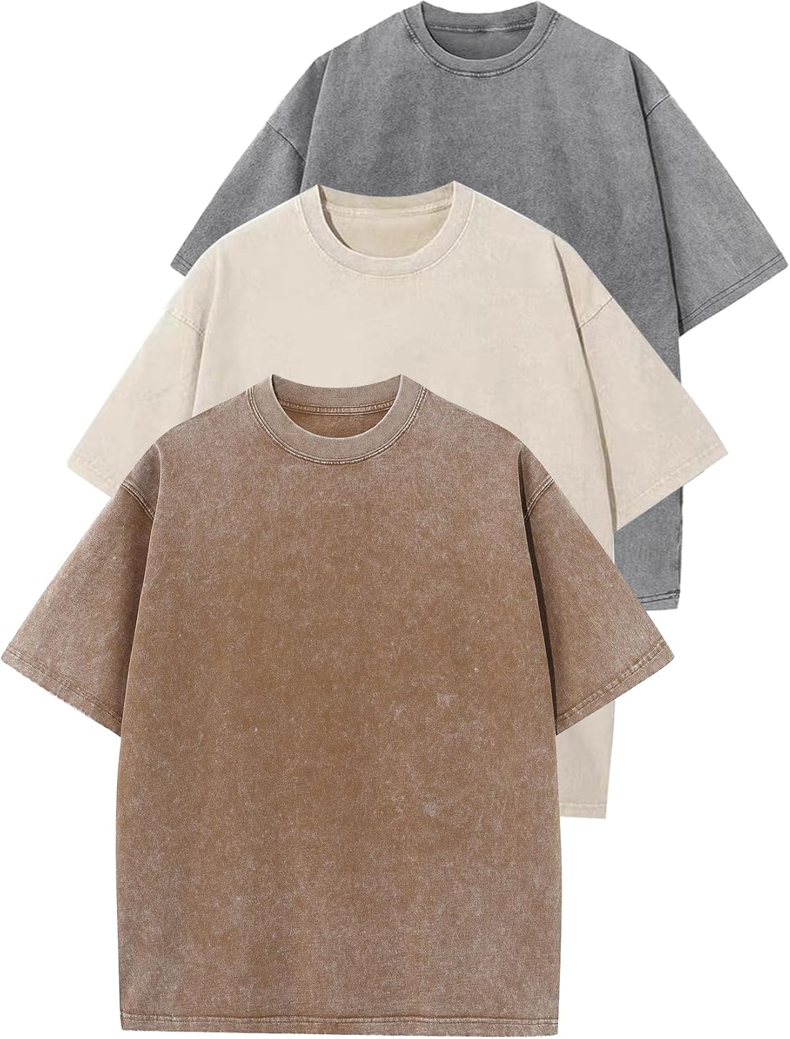 Flygo 3 Pack Men Oversized T Shirts for Casual Streetwear