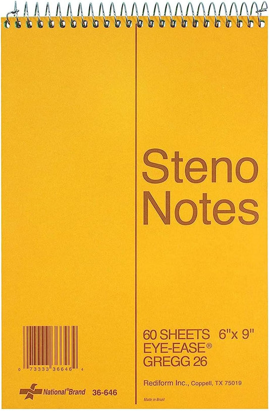 Rediform Steno Notebook: Gregg Ruled, Green Eye-Ease Paper, 6 x 9