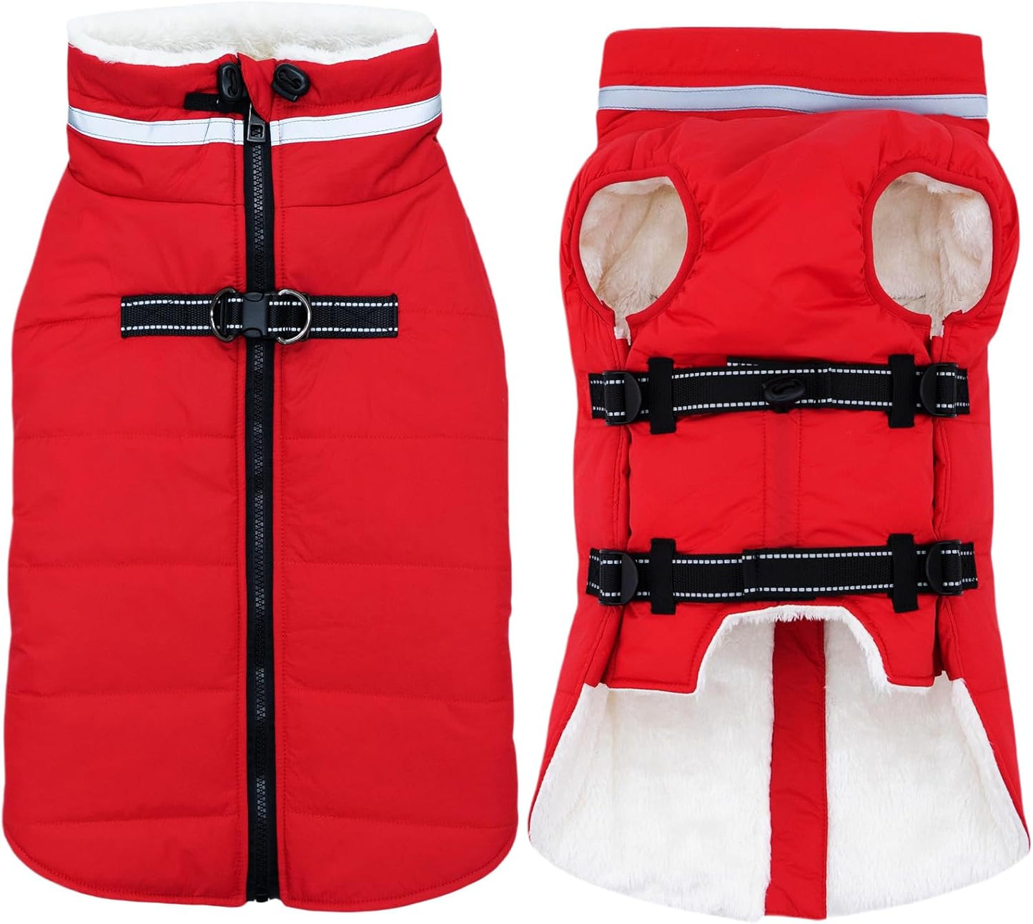 Large Dog Coat with Harness Built-in for Cold Weather Comfort