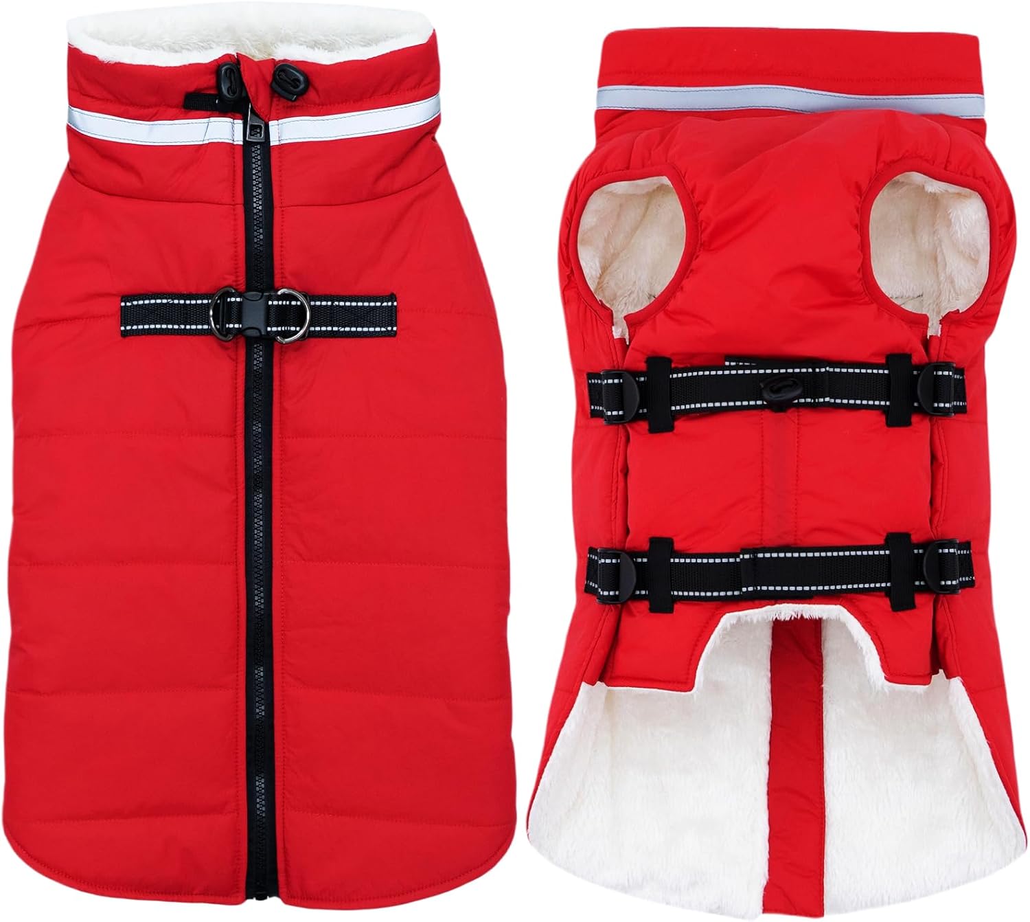Large Dog Coat with Harness Built-in for Cold Weather Comfort