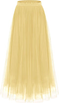 Women's Layered Tulle Midi Skirt with Elastic Waist - Flowy A-Line