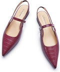 Crocodile Print Womens Slingback Flats - Pointed Toe Comfort
