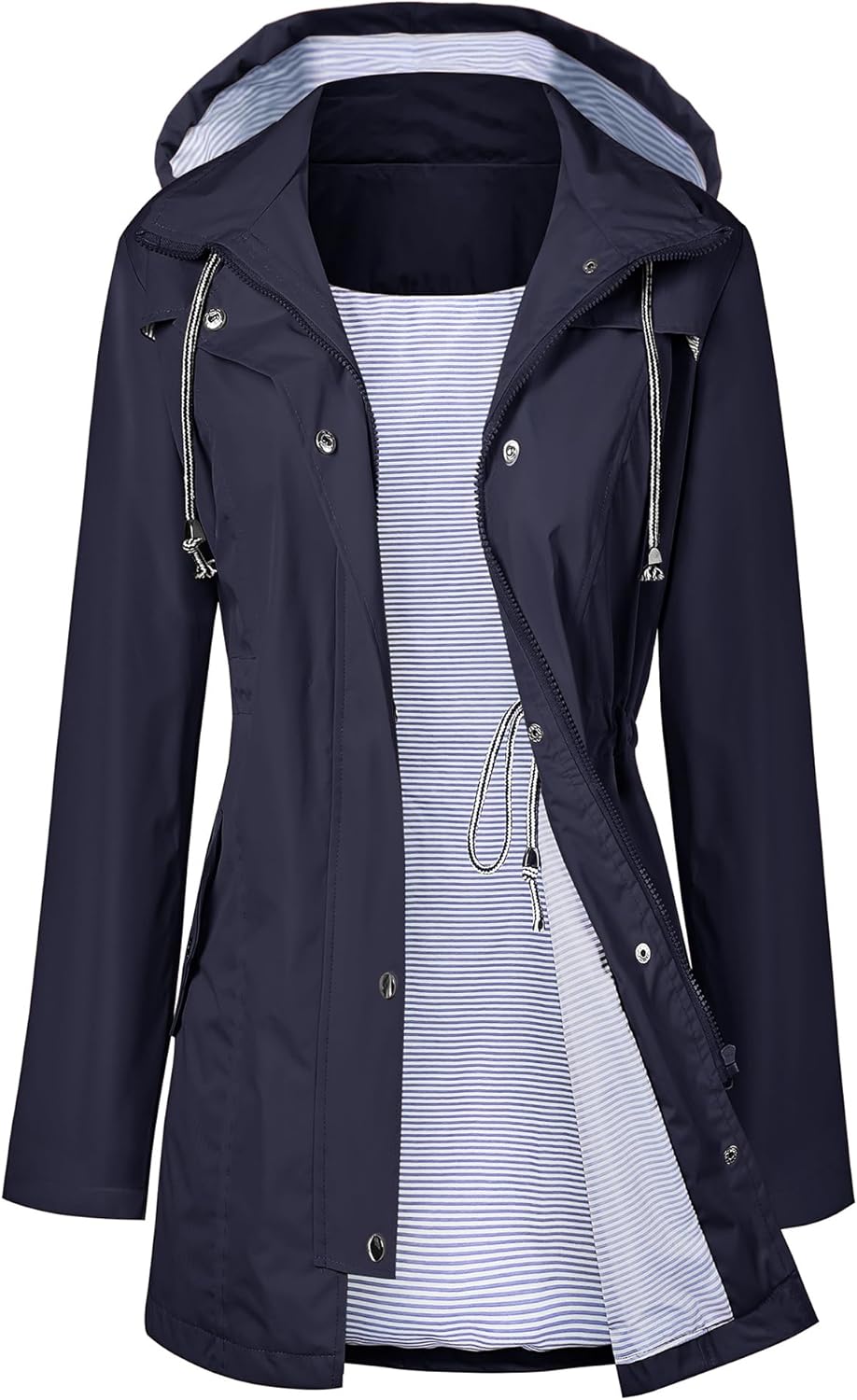 LOMON Raincoat Women Waterproof Long Hooded Trench Coats
