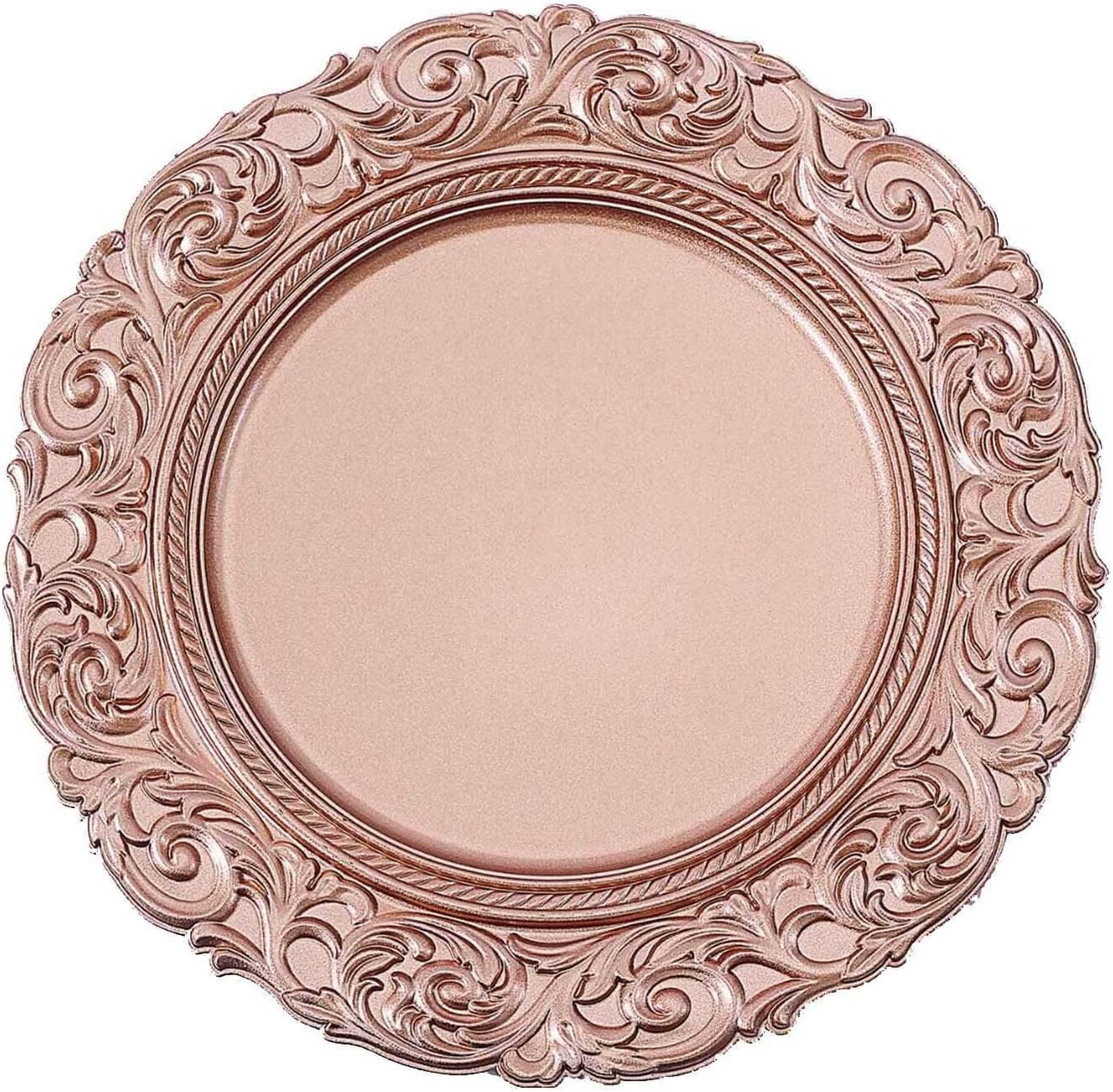 12-Pack Rose Gold Acrylic Charger Plates for Elegant Events