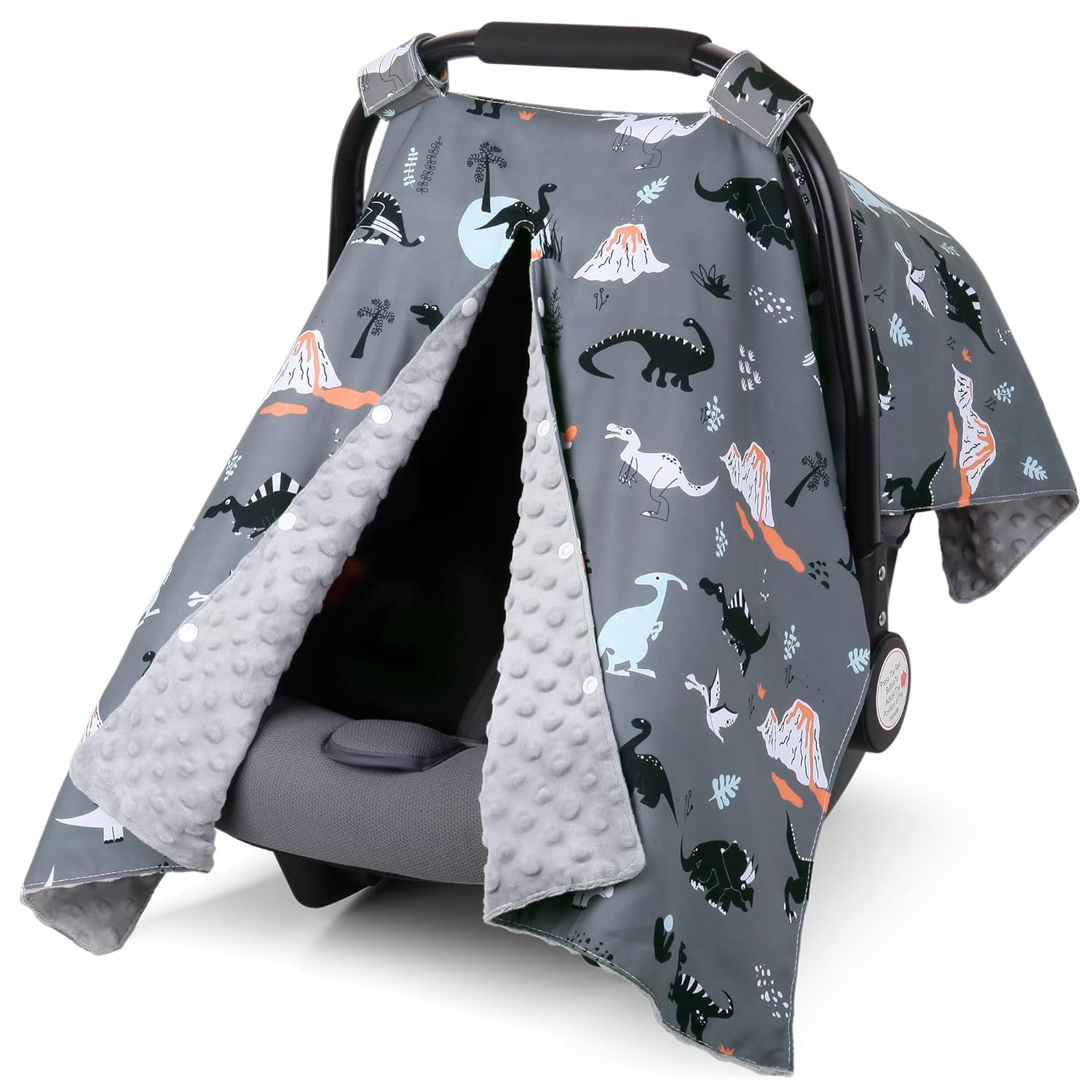 Minky Dinosaur Car Seat Cover - Peekaboo Opening