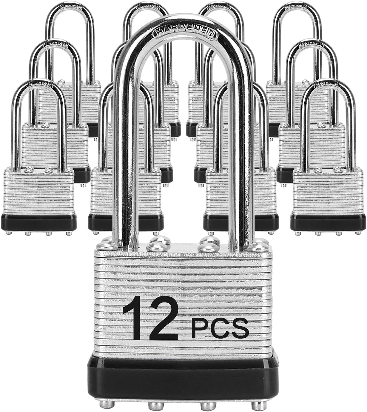 Keyed Alike Padlocks with Same Key, 12 Pcs Heavy Duty Locks