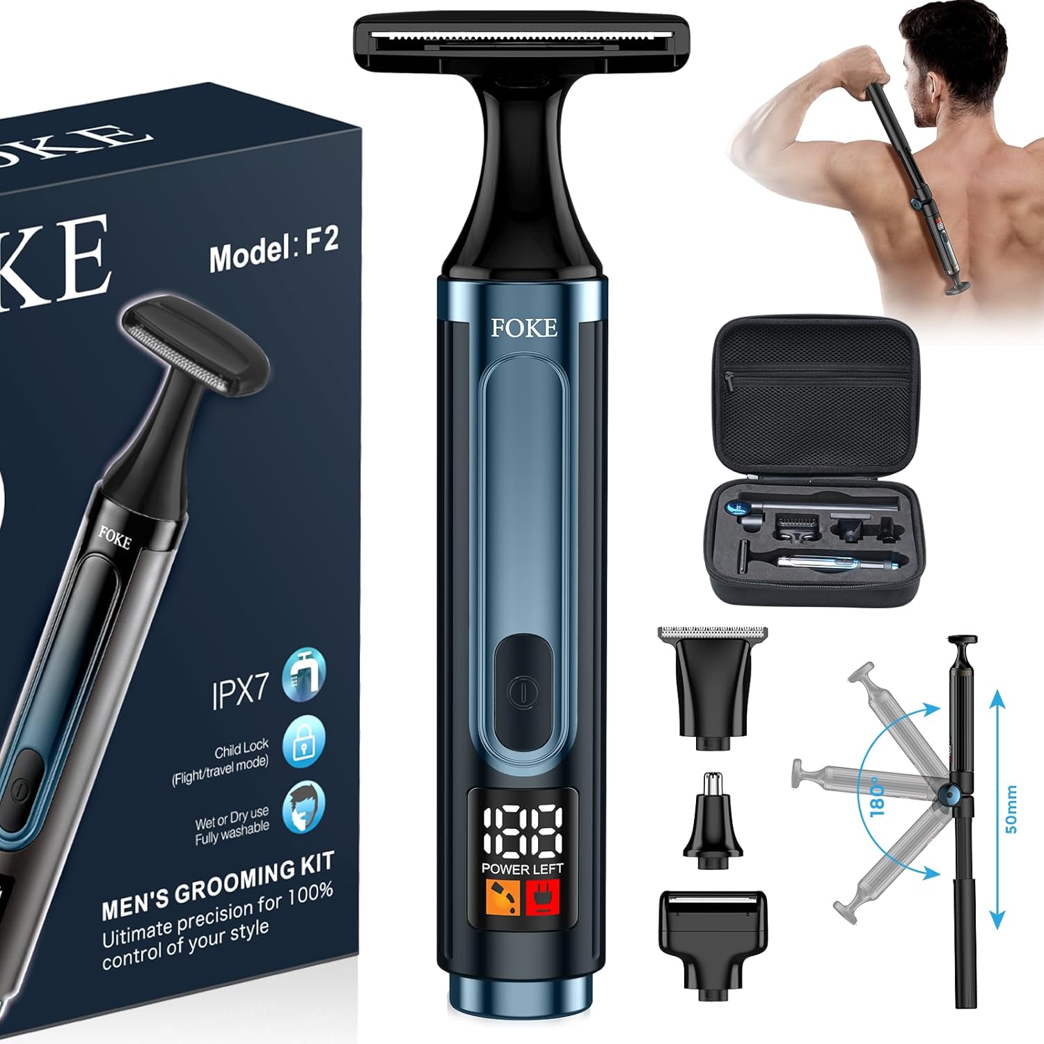 FOKE Back Shaver for Men with Ultra-Wide T-Shaped Head