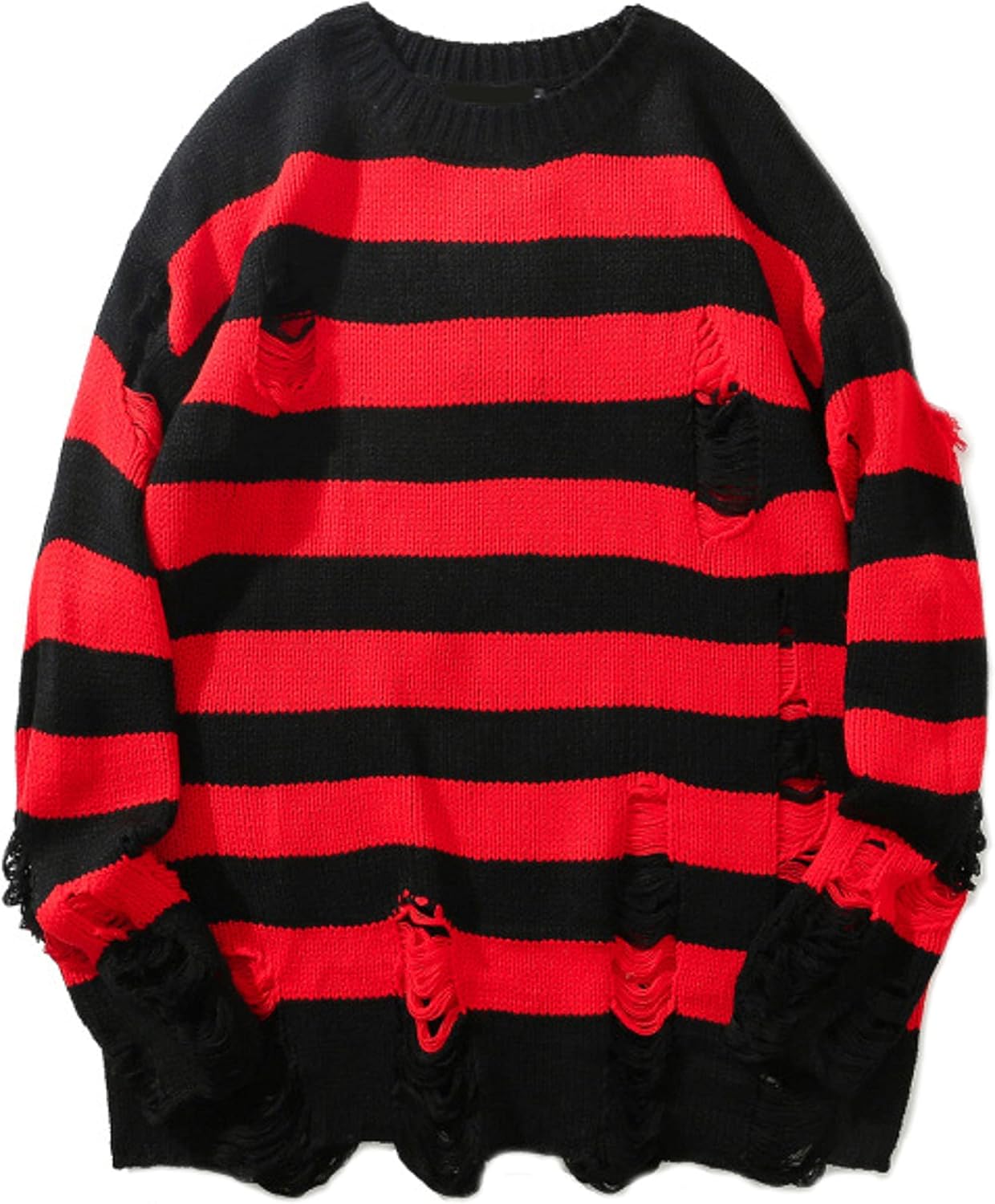 Zhiyouni Womens Punk Gothic Sweater Oversized Striped Pullover