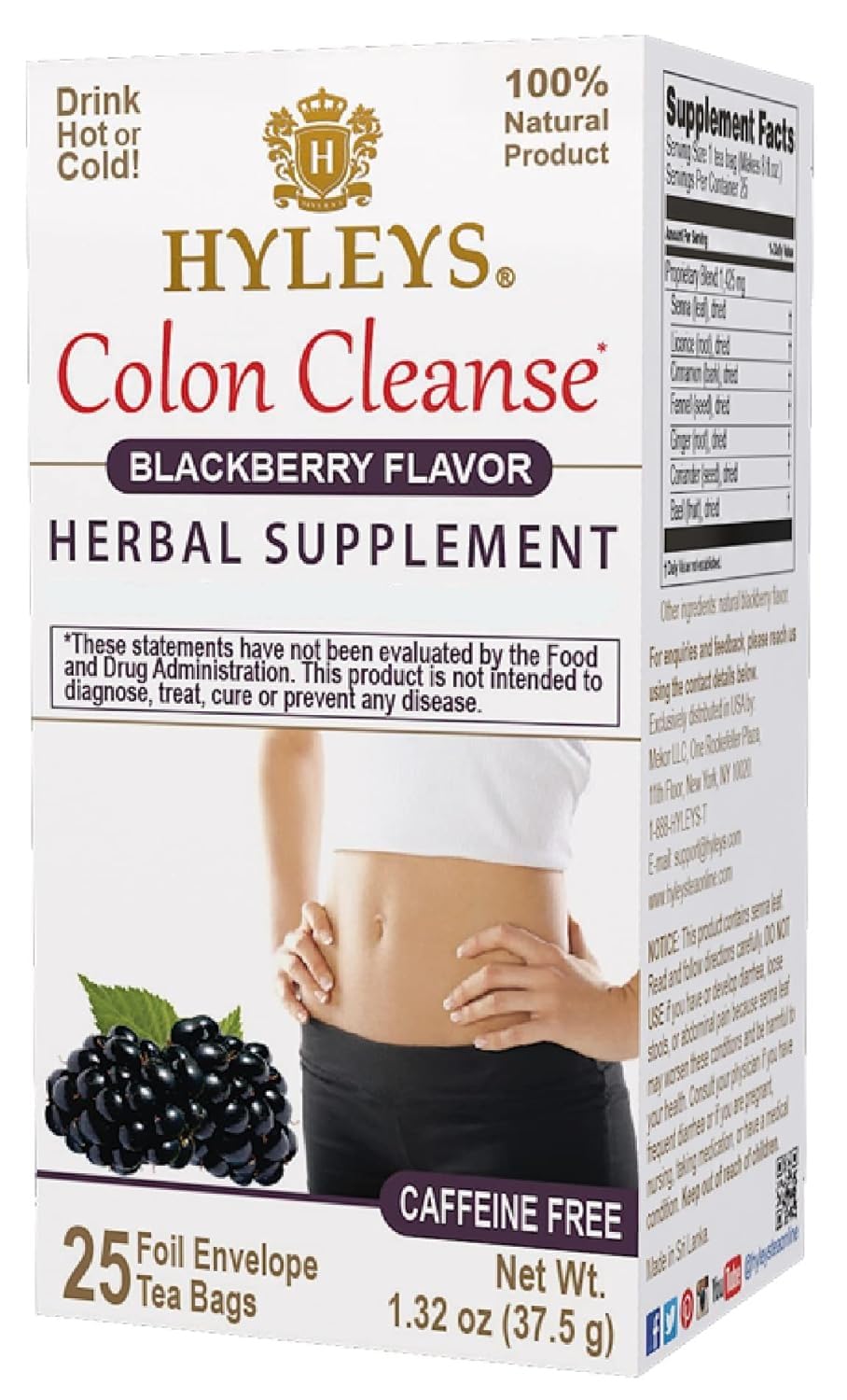Hyleys Colon Cleanse Tea Blackberry Flavor for Digestive Health