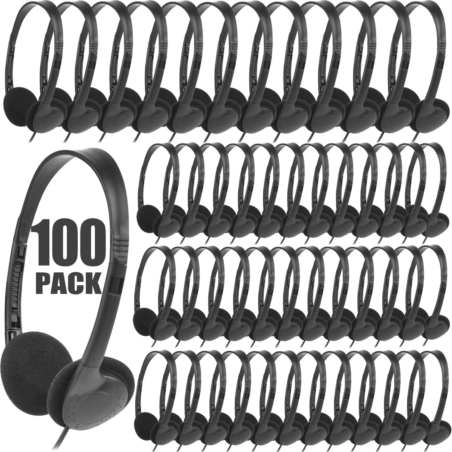 Classroom Headphones Bulk 100 Pack for Kids - Perfect for Schools