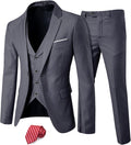 MY'S Men 3 Piece Slim Fit Suit Set with Tie - Modern Formal Wear