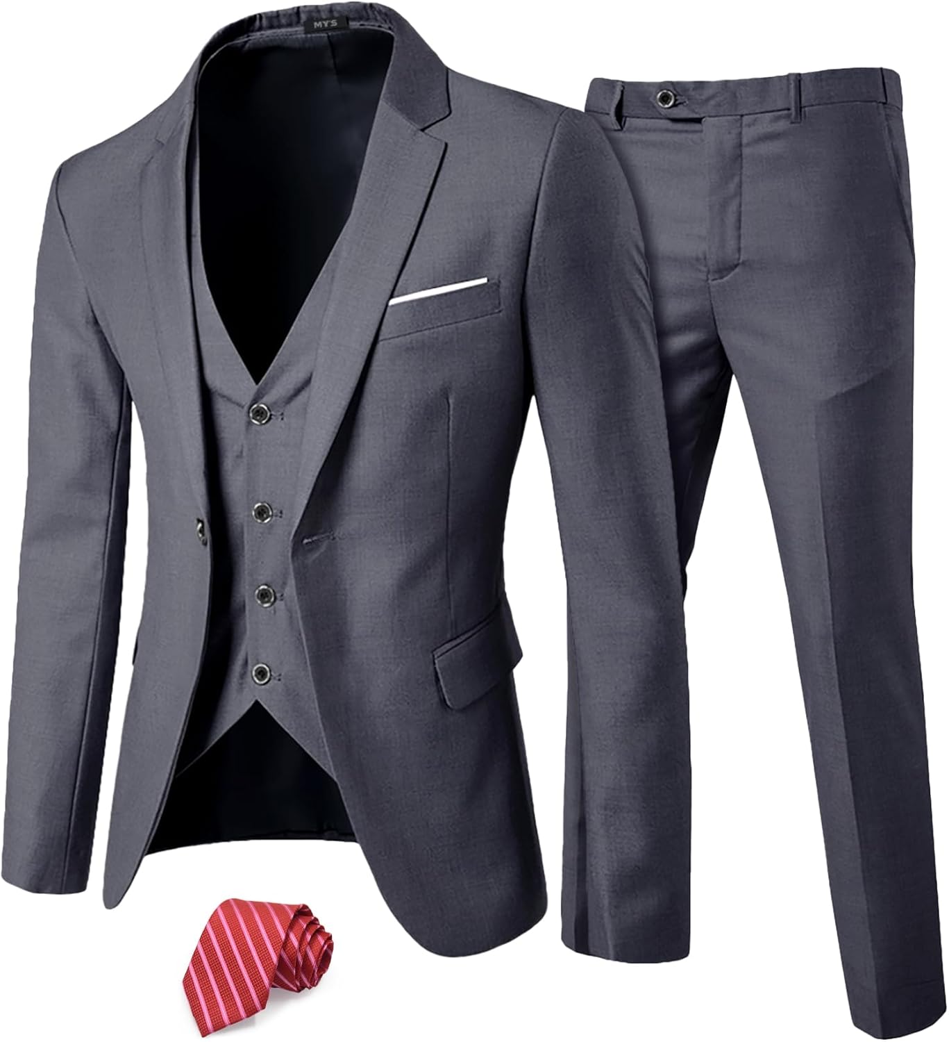 MY'S Men's 3 Piece Suit Set for Weddings, Parties, and Business