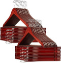 40 Cherry Wooden Suit Hangers - Premium Lotus Wood with Notches