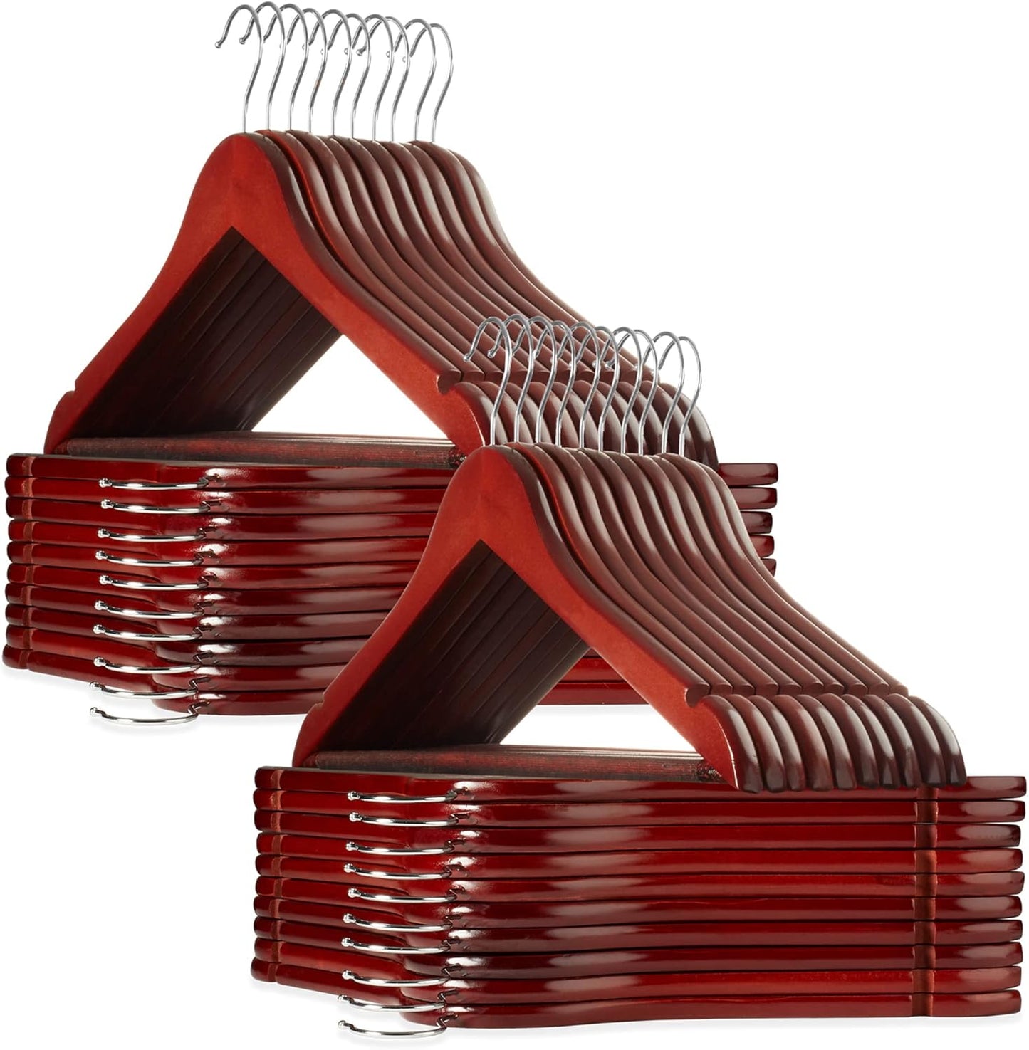 40 Premium Cherry Wooden Suit Hangers for Organized Closets