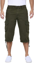 X RAY Men's Belted Long Cargo Shorts - Durable Below Knee Fit Cotton