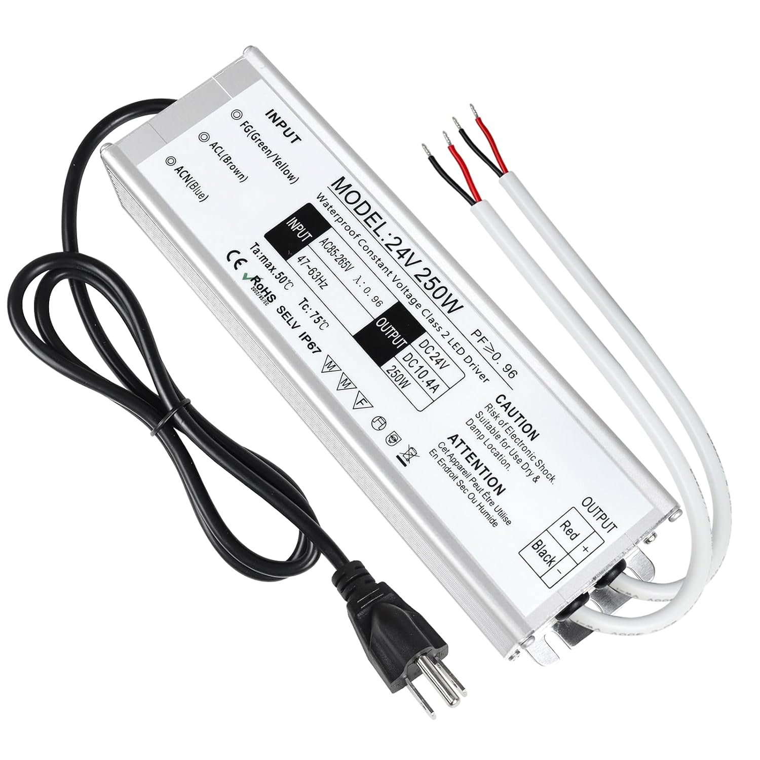 LightingWill LED Driver 250W Waterproof Power Supply for Outdoor Use