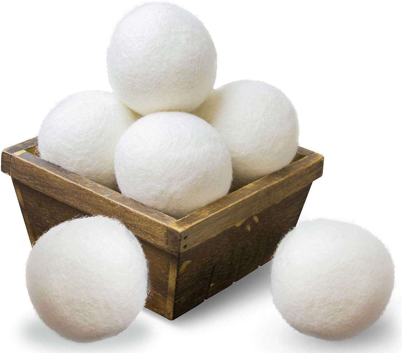 Organic XL Wool Dryer Balls 6 Pack - Anti-Static Softening