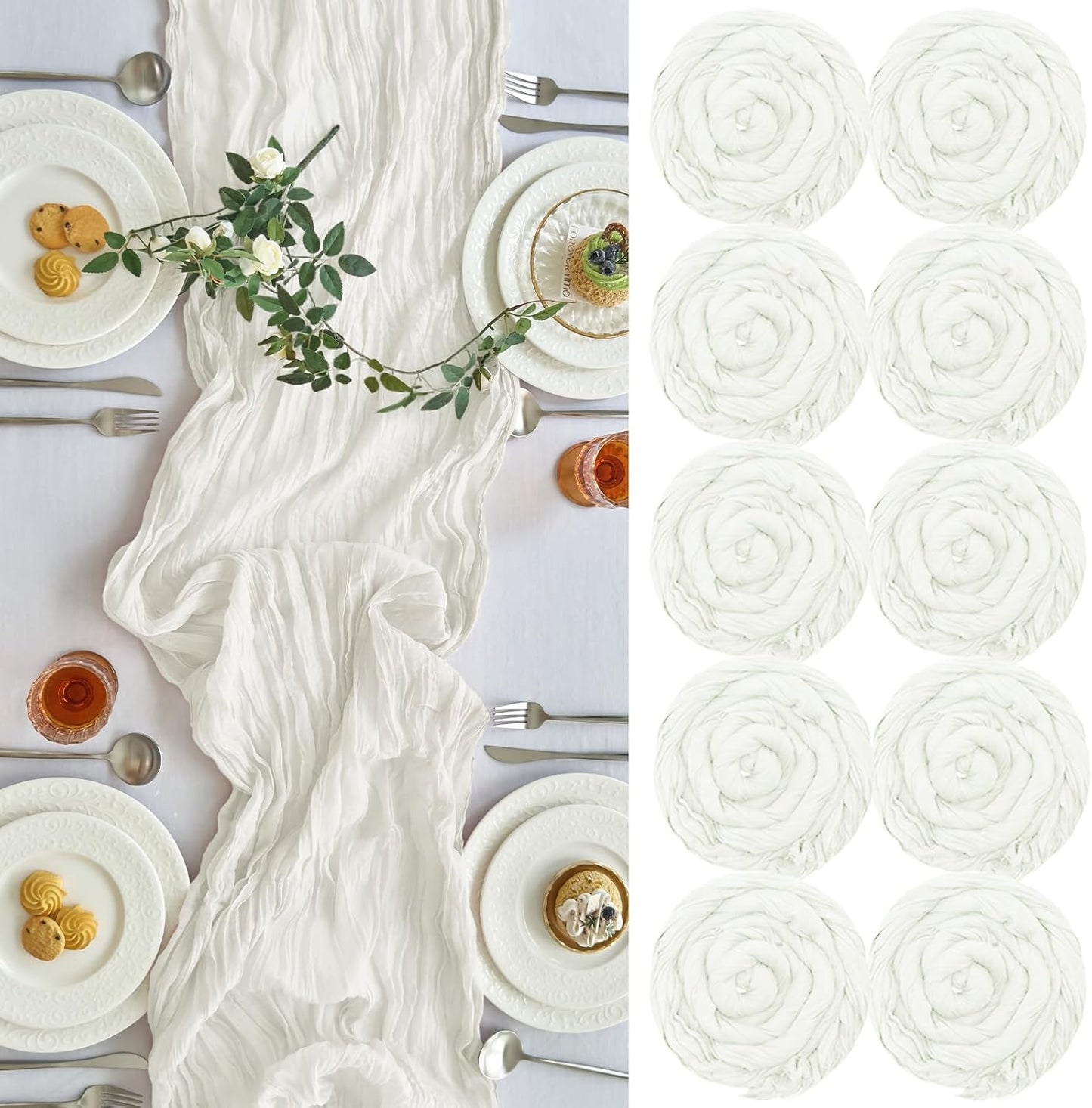 10 Pcs Cheesecloth Table Runner for Elegant Wedding Decor