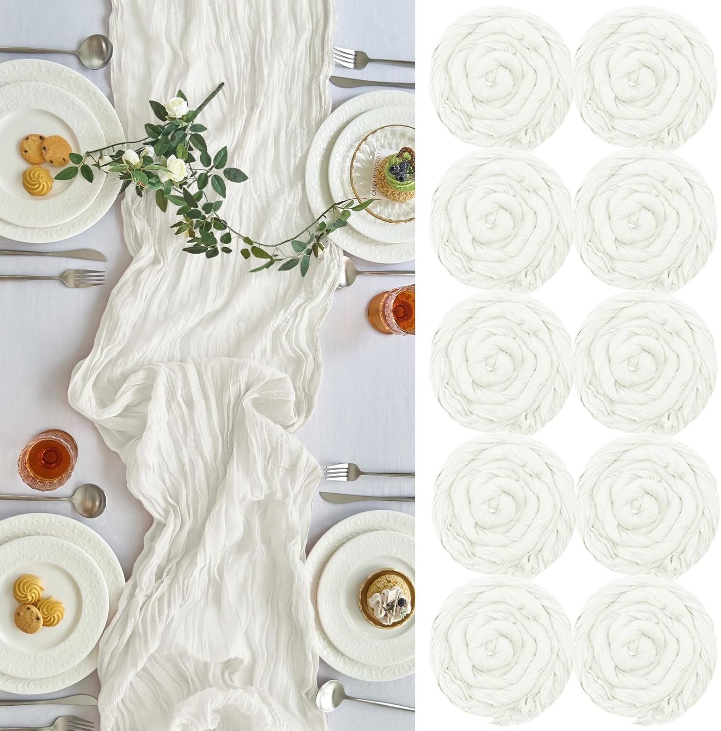 10 Pcs Cheesecloth Table Runner for Elegant Wedding Decor